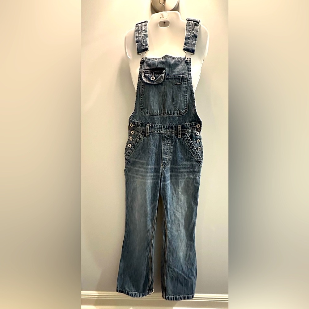 Vintage Silver Jeans Denim Overalls size 7 Inseam 33 inches